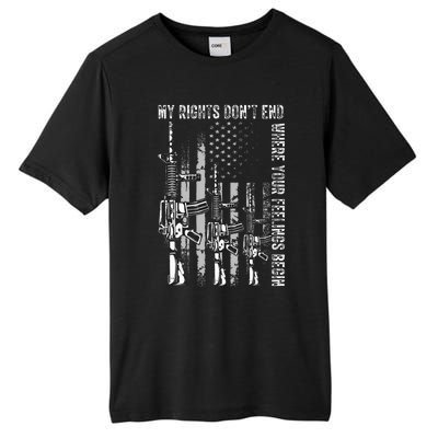 My Rights DonT End Where Your Feelings Begin Usa Flag Gun Tall Fusion ChromaSoft Performance T-Shirt