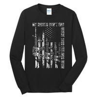 My Rights DonT End Where Your Feelings Begin Usa Flag Gun Tall Long Sleeve T-Shirt