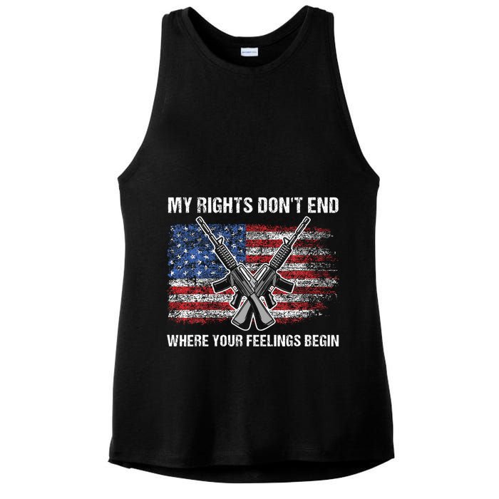 My Rights DonT End Where Your Feelings Begin American Guns Ladies PosiCharge Tri-Blend Wicking Tank