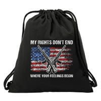 My Rights DonT End Where Your Feelings Begin American Guns Drawstring Bag