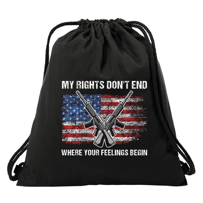 My Rights DonT End Where Your Feelings Begin American Guns Drawstring Bag
