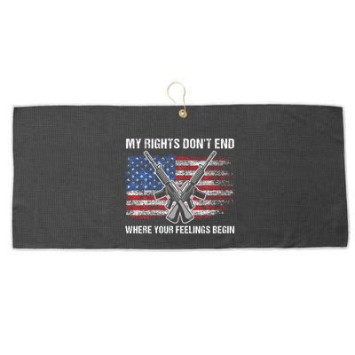 My Rights DonT End Where Your Feelings Begin American Guns Large Microfiber Waffle Golf Towel
