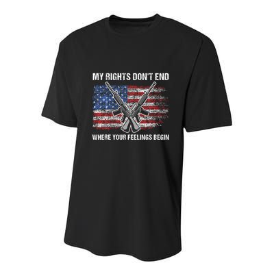 My Rights DonT End Where Your Feelings Begin American Guns Youth Performance Sprint T-Shirt