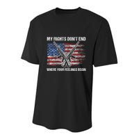 My Rights DonT End Where Your Feelings Begin American Guns Youth Performance Sprint T-Shirt