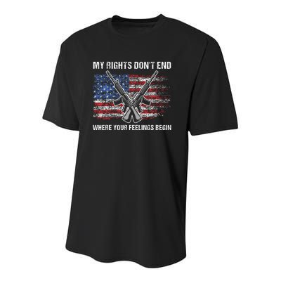 My Rights DonT End Where Your Feelings Begin American Guns Youth Performance Sprint T-Shirt