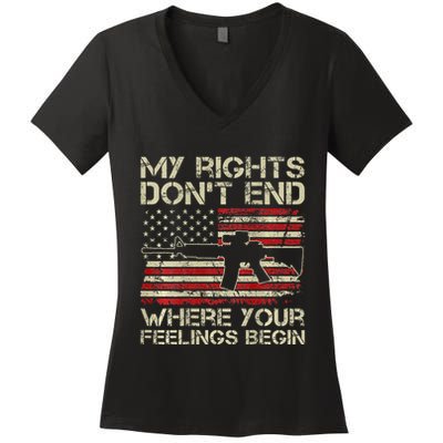 My Rights DonT End Where Your Feelings Begin Women's V-Neck T-Shirt