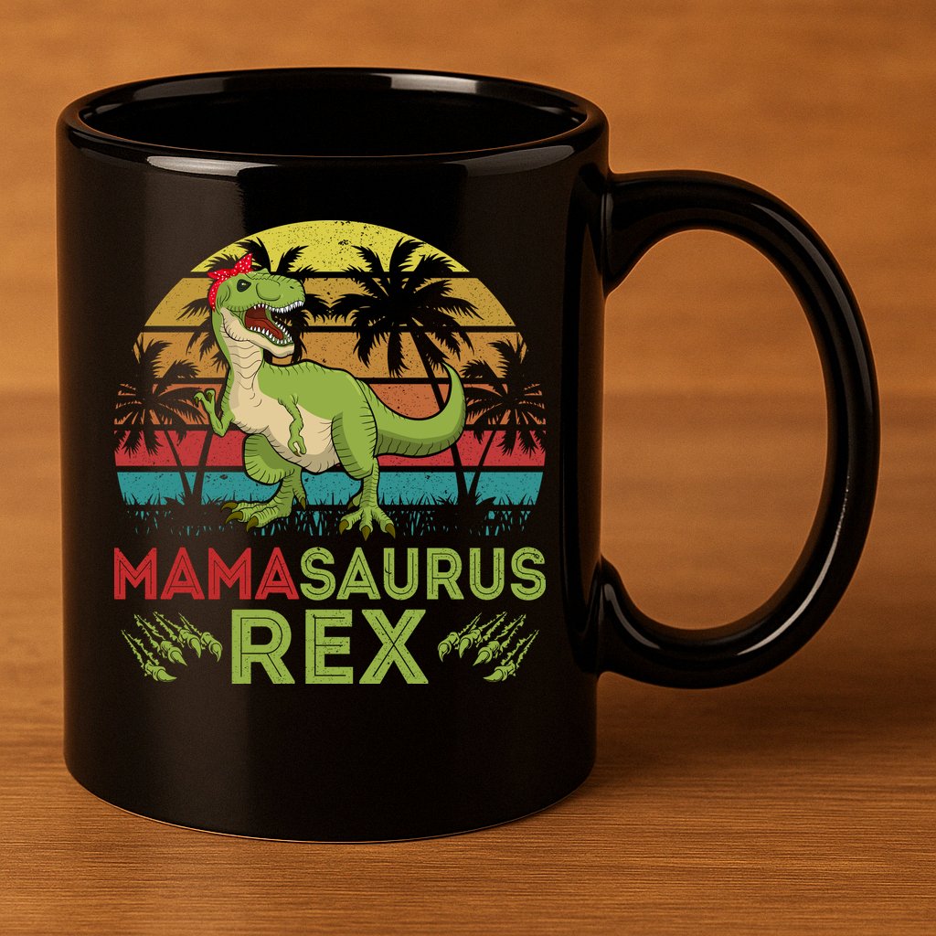 Mamasaurus Rex Dinosaur Funny Mom 11oz C Handle Ceramic Mug