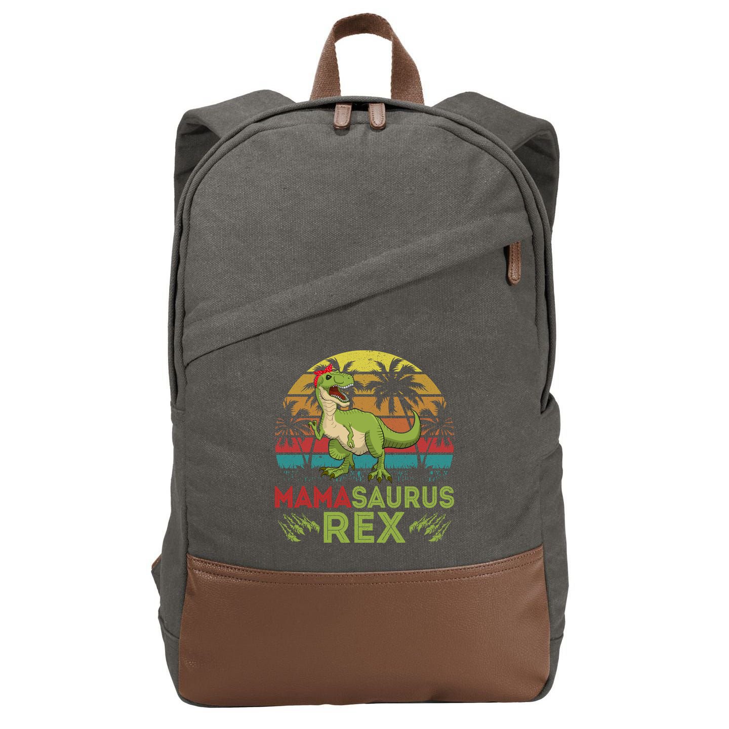 Mamasaurus Rex Dinosaur Funny Mom Cotton Canvas Backpack