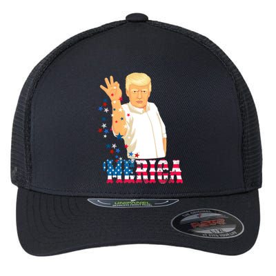 Merica Re Elect Trump 45 Second Term 4th July 2020 Gift Flexfit Unipanel Trucker Cap