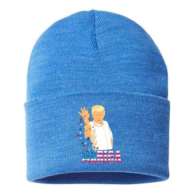 Merica Re Elect Trump 45 Second Term 4th July 2020 Gift Sustainable Knit Beanie