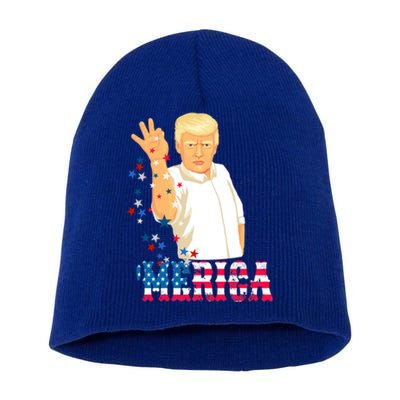 Merica Re Elect Trump 45 Second Term 4th July 2020 Gift Short Acrylic Beanie