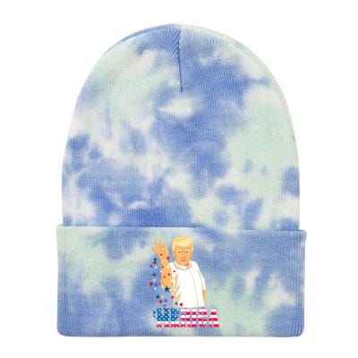 Merica Re Elect Trump 45 Second Term 4th July 2020 Gift Tie Dye 12in Knit Beanie