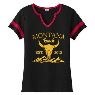 Montana Ranch Est 2018 Ladies Halftime Notch Neck Tee