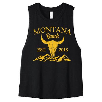 Montana Ranch Est 2018 Women's Racerback Cropped Tank