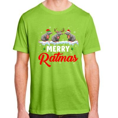 Merry Ratmas Funny Santa Elf Reindeer Rat Christmas Light Gift Adult ChromaSoft Performance T-Shirt