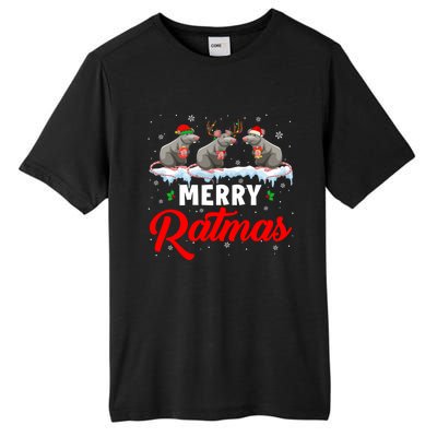 Merry Ratmas Funny Santa Elf Reindeer Rat Christmas Light Gift Tall Fusion ChromaSoft Performance T-Shirt