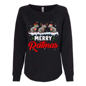 Merry Ratmas Funny Santa Elf Reindeer Rat Christmas Light Gift Womens California Wash Sweatshirt