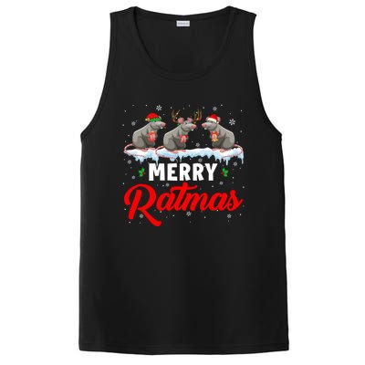 Merry Ratmas Funny Santa Elf Reindeer Rat Christmas Light Gift PosiCharge Competitor Tank