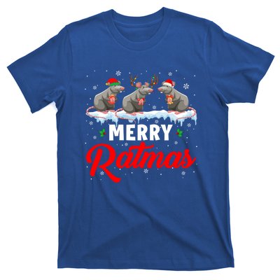 Merry Ratmas Funny Santa Elf Reindeer Rat Christmas Light Gift T-Shirt