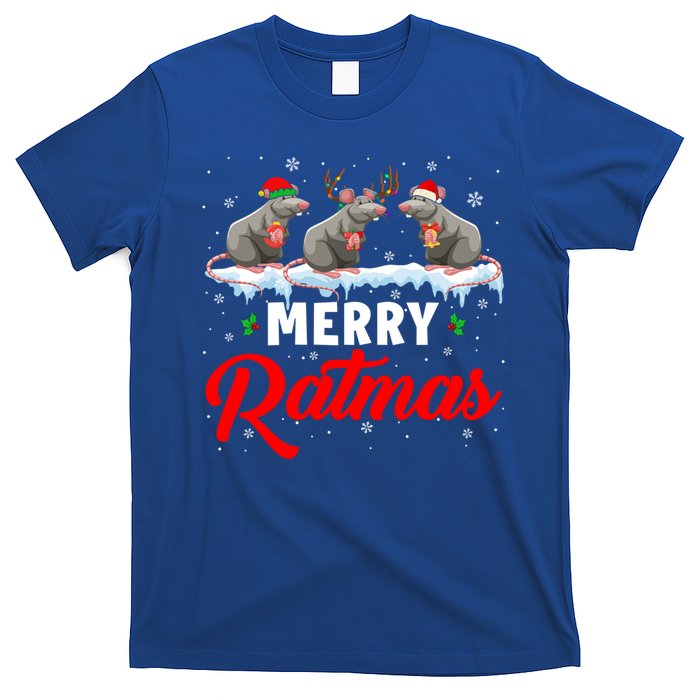 Merry Ratmas Funny Santa Elf Reindeer Rat Christmas Light Gift T-Shirt