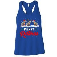 Merry Ratmas Funny Santa Elf Reindeer Rat Christmas Light Gift Women's Racerback Tank