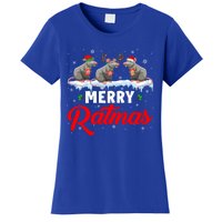 Merry Ratmas Funny Santa Elf Reindeer Rat Christmas Light Gift Women's T-Shirt