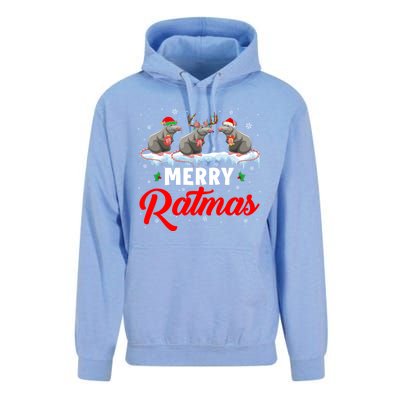 Merry Ratmas Funny Santa Elf Reindeer Rat Christmas Light Gift Unisex Surf Hoodie