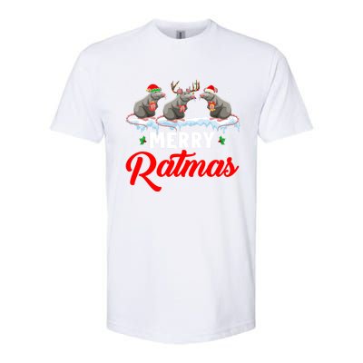 Merry Ratmas Funny Santa Elf Reindeer Rat Christmas Light Gift Softstyle CVC T-Shirt