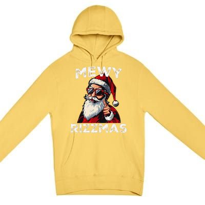 Mewy Rizzmas Funny Santa Mewing Joke Rizz Christmas Premium Pullover Hoodie