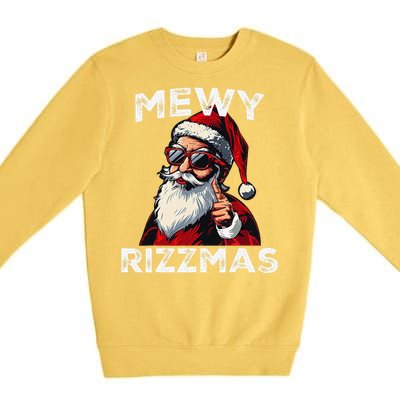 Mewy Rizzmas Funny Santa Mewing Joke Rizz Christmas Premium Crewneck Sweatshirt