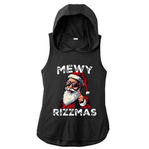 Mewy Rizzmas Funny Santa Mewing Joke Rizz Christmas Ladies PosiCharge Tri-Blend Wicking Draft Hoodie Tank