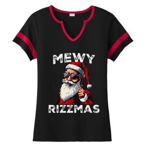 Mewy Rizzmas Funny Santa Mewing Joke Rizz Christmas Ladies Halftime Notch Neck Tee