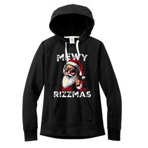 Mewy Rizzmas Funny Santa Mewing Joke Rizz Christmas Women's Fleece Hoodie