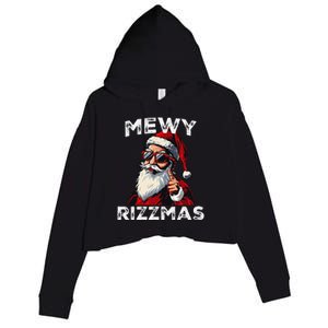 Mewy Rizzmas Funny Santa Mewing Joke Rizz Christmas Crop Fleece Hoodie