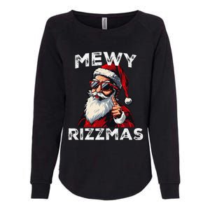 Mewy Rizzmas Funny Santa Mewing Joke Rizz Christmas Womens California Wash Sweatshirt