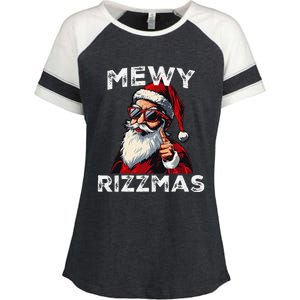 Mewy Rizzmas Funny Santa Mewing Joke Rizz Christmas Enza Ladies Jersey Colorblock Tee