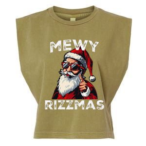 Mewy Rizzmas Funny Santa Mewing Joke Rizz Christmas Garment-Dyed Women's Muscle Tee