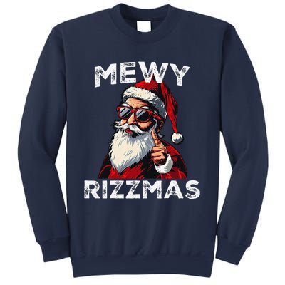 Mewy Rizzmas Funny Santa Mewing Joke Rizz Christmas Sweatshirt