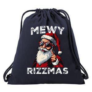 Mewy Rizzmas Funny Santa Mewing Joke Rizz Christmas Drawstring Bag