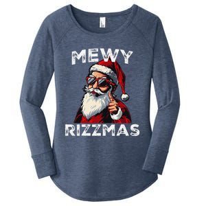 Mewy Rizzmas Funny Santa Mewing Joke Rizz Christmas Women's Perfect Tri Tunic Long Sleeve Shirt