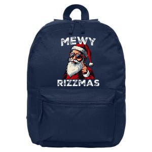 Mewy Rizzmas Funny Santa Mewing Joke Rizz Christmas 16 in Basic Backpack