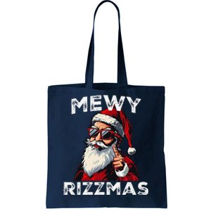 Mewy Rizzmas Funny Santa Mewing Joke Rizz Christmas Tote Bag