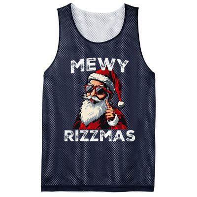 Mewy Rizzmas Funny Santa Mewing Joke Rizz Christmas Mesh Reversible Basketball Jersey Tank