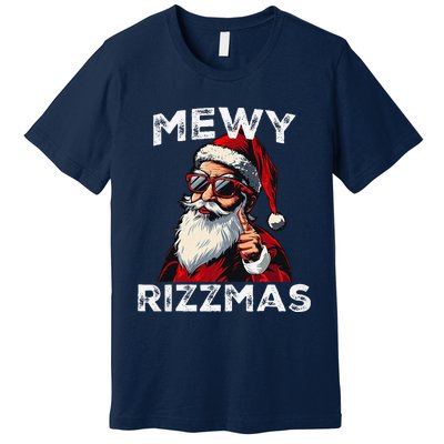 Mewy Rizzmas Funny Santa Mewing Joke Rizz Christmas Premium T-Shirt