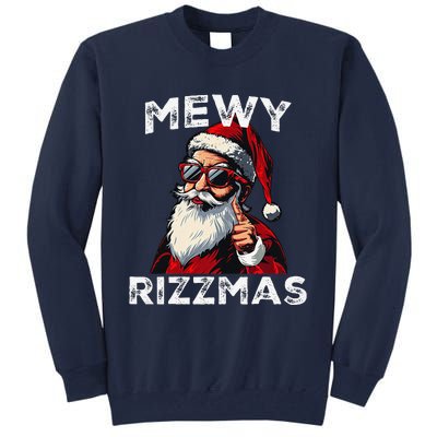 Mewy Rizzmas Funny Santa Mewing Joke Rizz Christmas Tall Sweatshirt