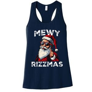 Mewy Rizzmas Funny Santa Mewing Joke Rizz Christmas Women's Racerback Tank