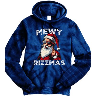 Mewy Rizzmas Funny Santa Mewing Joke Rizz Christmas Tie Dye Hoodie