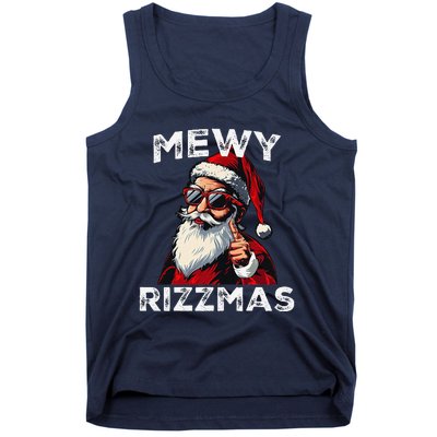 Mewy Rizzmas Funny Santa Mewing Joke Rizz Christmas Tank Top