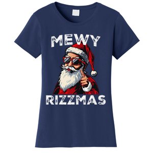 Mewy Rizzmas Funny Santa Mewing Joke Rizz Christmas Women's T-Shirt