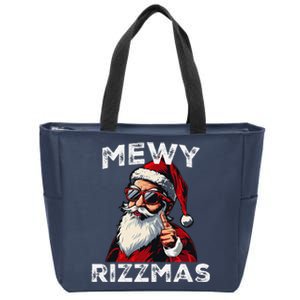 Mewy Rizzmas Funny Santa Mewing Joke Rizz Christmas Zip Tote Bag